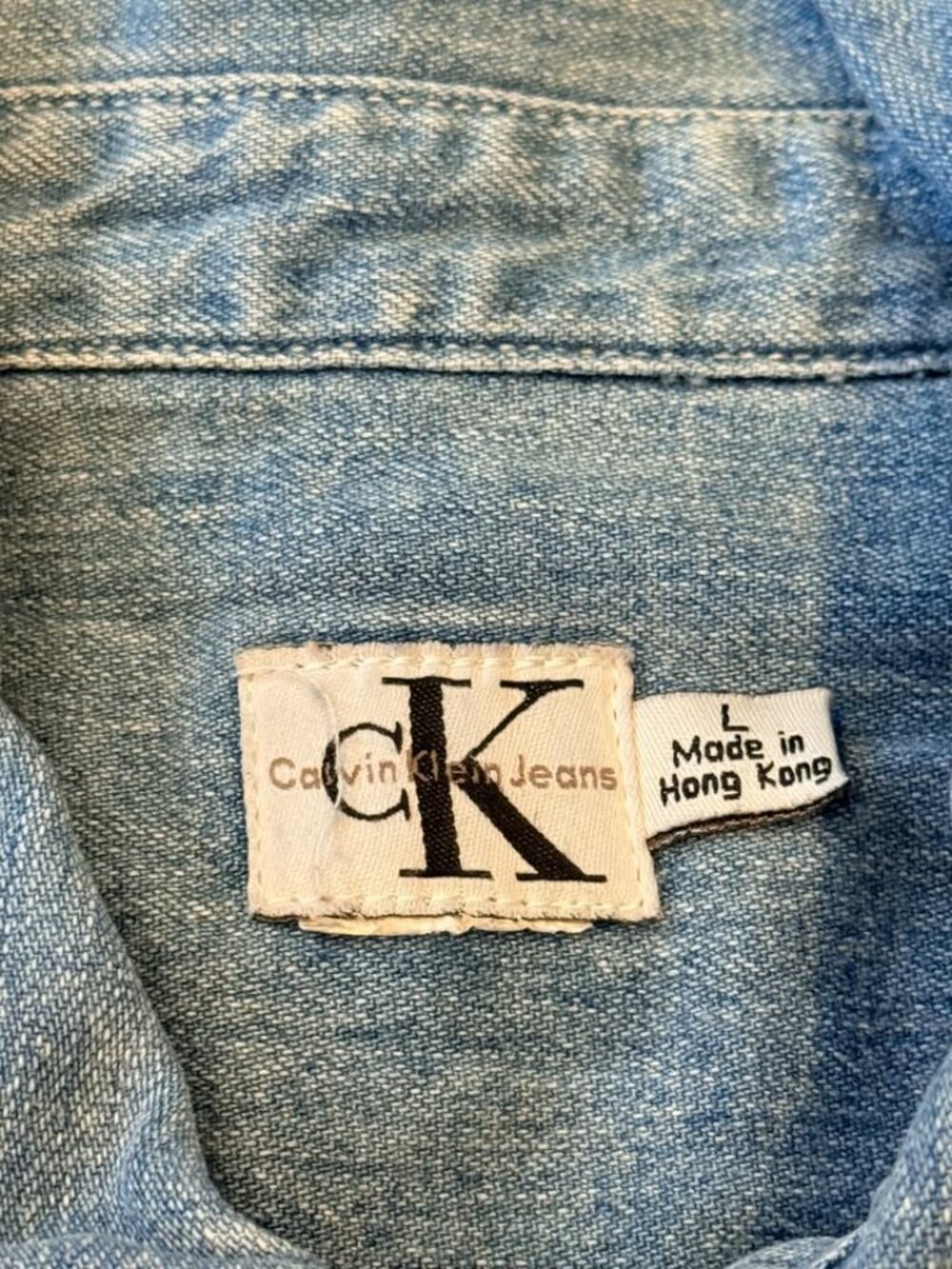 Calvin Klein Jeans women's large blue snap button down denim shirt - Picture 2 of 7